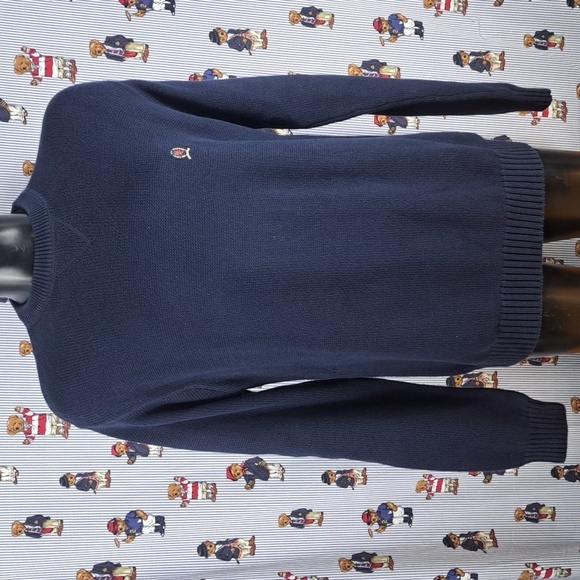Vintage Tommy Hilfiger Navy Blue tight knit casual preppy pullover sweater - Picture 1 of 6